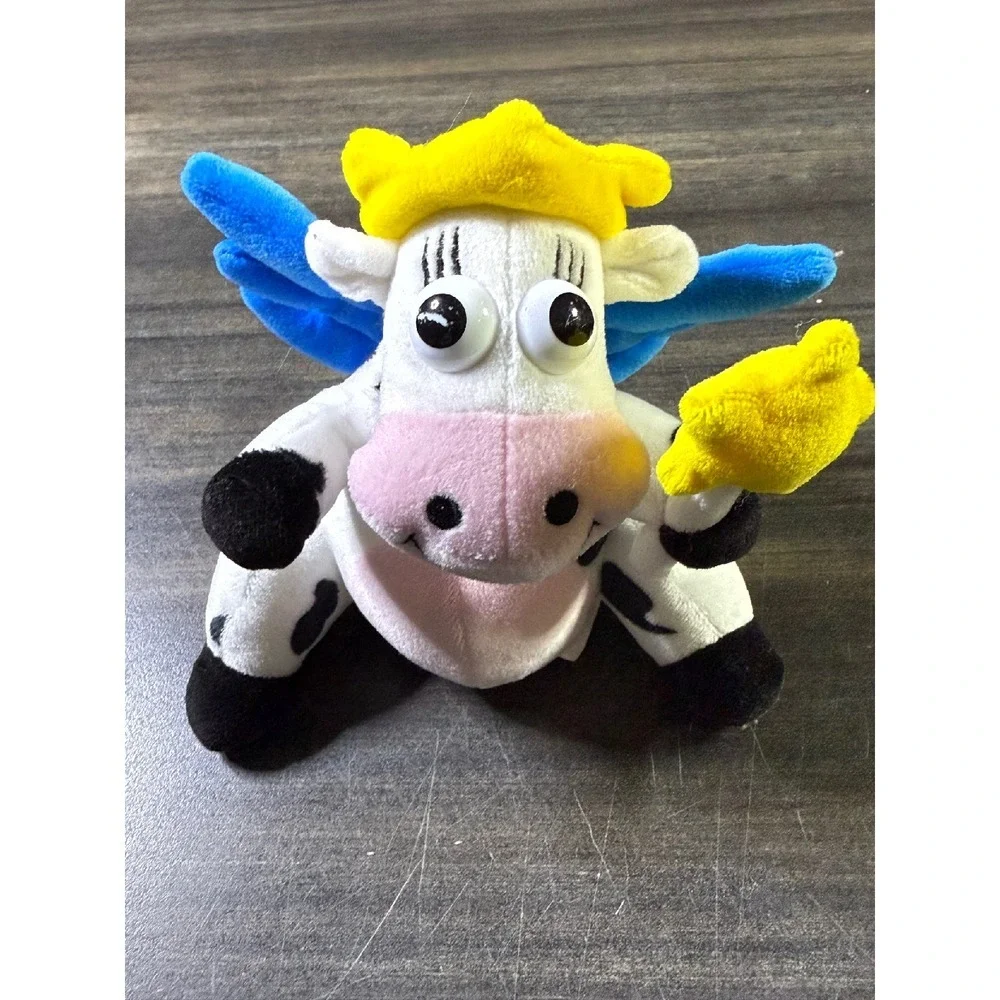 LR Plush Cow with Wings Stuffed Animal Toy Yellow Hair Black Spots Kraft Singles